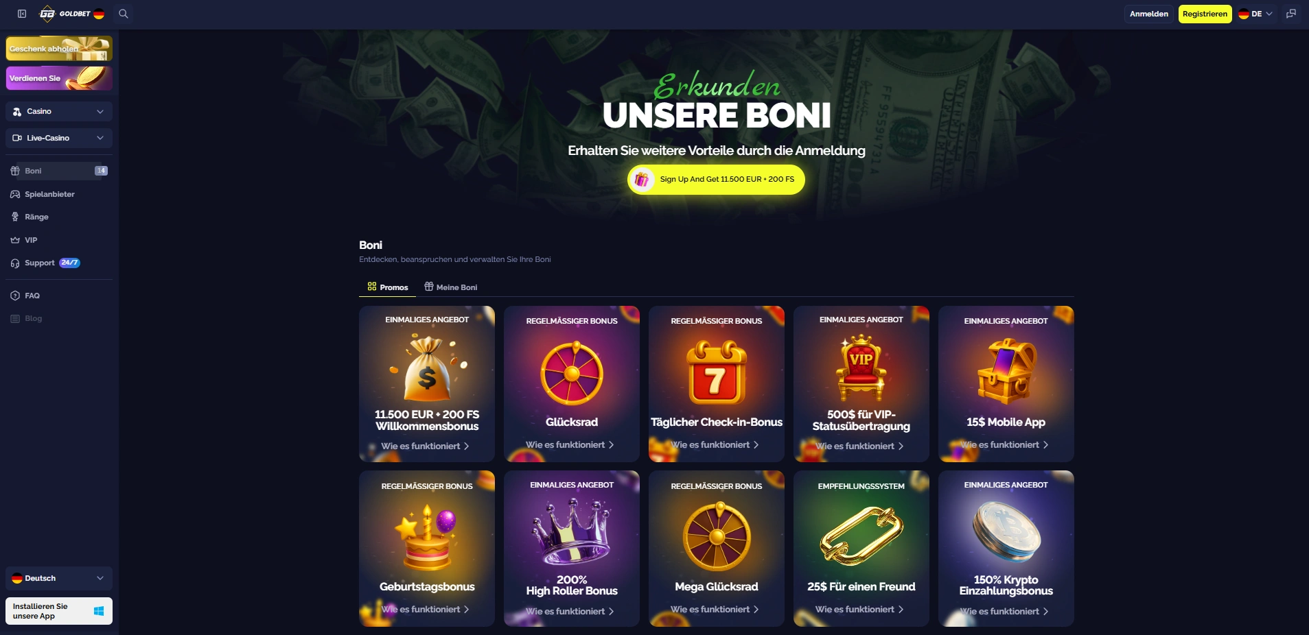 Ein- und Auszahlungen bei GoldBet in Euro